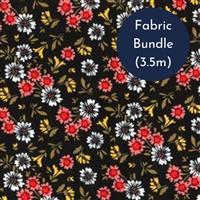 Multi Floral on Black Cotton Poplin Fabric Bundle (3.5m)