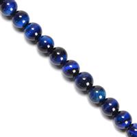 165Cts Royal Blue Tiger eye Plain Rounds Approx 8mm,38cm Strand