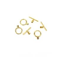 Gold Plated Base Metal Toggle Clasp with Cord Ends, 3.2mm (3pcs)