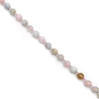 115cts Multi Beryl Faceted Drums Approx 7mm, 38cm Strand