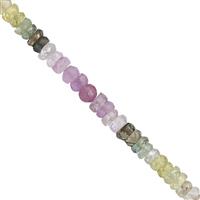 Steal Deal! 10cts Songea Multi Sapphire Faceted Roundelles Approx 2.5x1 to 3x1mm, 10cm Strand