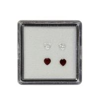 0.40cts Red Garnet & White Topaz Heart Brilliant Approx 3mm Pack of 4 (N)