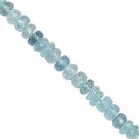 92cts Aquamarine Graduated Faceted Rondelles Approx 4x2 to 7x4mm, 30cm Strand