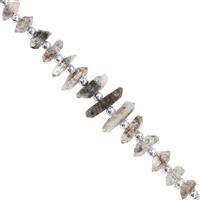 20cts Herkimer Quartz Rough Nuggets Approx  4x1 to 11x3mm, 20cm Strand With Spacers 