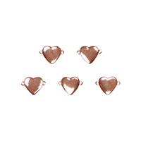 Rose Gold Plated Base Metal Heart Connectors, 10mm (5pk)