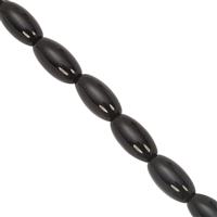 55cts Black Onyx Smooth Rice Beads Approx 11x6 to 12x6mm, 21cm Strand 