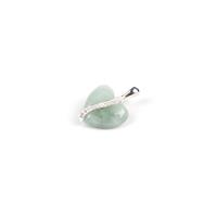 925 Sterling Silver Type A Burmese Jadeite Heart Pendant  Approx14mm With Cubic Zirconia Detail