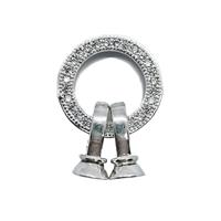 Silver Plated Base Metal CZ Clasp Ring Design, 1PC