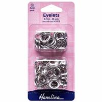 Hemline Nickel / Silver 8.7mm Eyelets Pack (36 Pieces)