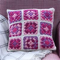 Woolly Chic Summer Pinks Granny Square & Stripe Cushion Kit