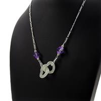 Amore; 8cts Khotan Jade Heart Hoops, 8mm Amethyst Bicones & 925 Sterling Silver Jump Rings