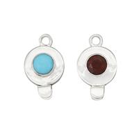925 Sterling Silver Box Clasp Bundle - 2pcs With 1.81cts Sleeping Beauty Turquoise & Hessonite Garnet Round 