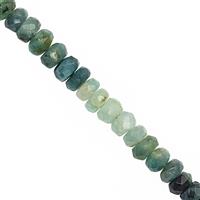 35cts Grandidierite Graduated Faceted Rondelles Approx 2x1 to 5x3mm, 20cm Strand