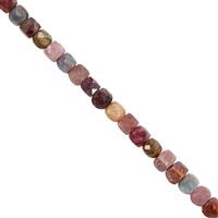 65cts Multi-Colour Tourmaline Faceted Cube Approx 4mm, 38cm Strand