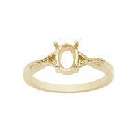 Gold Plated 925 Sterling Silver Oval Ring Mount (To fit 7x5mm gemstone) -1 Pcs