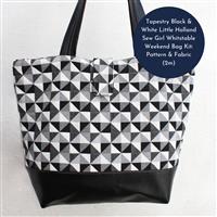 Tapestry Black & White Little Holland Sew Girl Whitstable Weekend Bag Kit: Pattern & Fabric (2m)