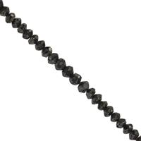 1.75cts Black Diamond Faceted Rondelle Approx 1.5x1 to 2.5x1.75mm, 5cm Strand