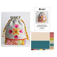 Sew Girl Primary Ditsy Appliqué Drawstring Bag Kit: Instructions & Fabric Panel
