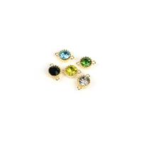 Gold Plated Base Metal Bezel Cup Connectors and Cabochons 10mm (Emerald, Chrysolite, Light Sapphire, Crystal, Yellow/ 5pcs)