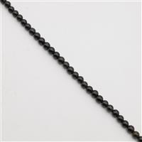 100cts Black Obsidian Plain Rounds Approx 4mm, 1 Metre Strand