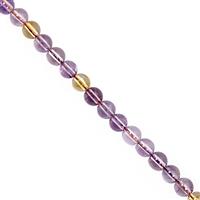 32cts Amethyst & Citrine Smooth Round Approx 4mm, 25cm Strand