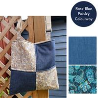 Rose Blue Paisley & Medium Blue Denim Camden Bag By Debbie Harris Designs Kit: Instructions, FQ (2pcs) & Fabric (0.5m)