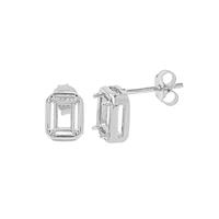 925 Sterling Silver Octagon Earring Mounts (To fit 6x4mm gemstone) - 1 Pair