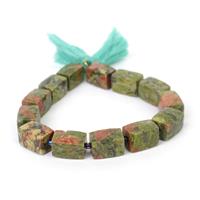 230cts Unakite Faceted Rectangles Approx 10x14mm, 20cm strand