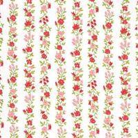 Moda Sunday Stroll in White Red Floral Stripe Fabric 0.5m