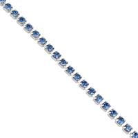 Silver Plated Base Metal Cupchain with 3mm Light Blue Stones, 1m length 