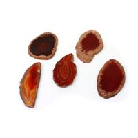 370cts Red-Orange Agate Slices Approx 35x46- 36x73mm Set Of 5 Slices