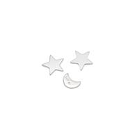 925 Sterling Silver Solderable Accents 4pcs (2 x Moon Approx 6mm & 2 x Star Approx 8mm)