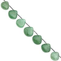 65cts Green Aventurine Quartz Top Side Drill Smooth Heart Approx 8 to 12mm, 18cm Strand with Spacers