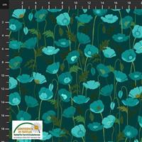 Garden Passion Flowers Teal Fabric 0.5m