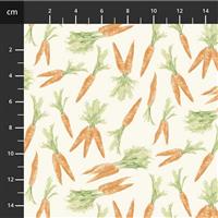 Henry Glass Trendy Meadows Tossed Carrots Orange Fabric 0.5m