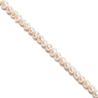 White Freshwater Cultured Potato Pearls Approx 3-4mm, 38cm Strand