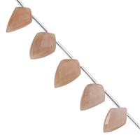 75cts Peach Moonstone Top Side Drill Faceted Shield Approx 12x8.5 to 21x14mm, 19cm Strand with Spacers