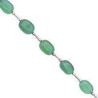 55cts Green Onyx Smooth Oval Approx 10.5x8mm to 14x10.5mm, 21cm Strand with Spacers