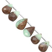 66cts Bi-Colour Chrysoprase Top Side Drill Graduated Faceted Pear Approx 11.5x8 to 18x12mm, 14cm Strand with Spacers