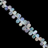 18cts Ethiopian Opal Graduated Top Side Drill Smooth Pear Approx 4.5x2.5 to 9.5x5.5mm, 18cm Strand