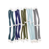 Rope Bracelet Kit In Silver Plated Base Metal Slider, Blue tones ( 10x bracelets + Base metal connector)