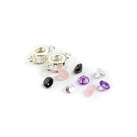 2x 925 Sterling Silver Connector Screw Setting 4pcs With 4x Gemstones Approx 4mm