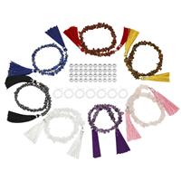 330cts, 7 Chakra Bracelet Kit Including 40pcs x 3mm Sterling Silver Spacer Beads