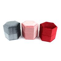 Hexagon Velvet Ring Jewellery Boxes (Pink, Red, Grey)