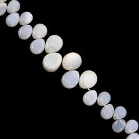 75cts White Opal Top Side Drill Smooth Flat Pear Approx 6x5 to 12.5x9.5mm, 17cm Strand 