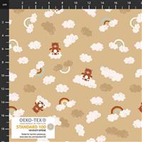 Fly Away Teddy Clouds Natural Fabric 0.5m