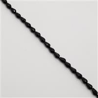 70cts Black Agate Faceted Drops Approx 9x6mm, 38cm Strand