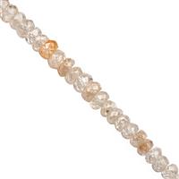 40cts Natural Zircon Graduated Faceted Rondelle Approx 2x1 to 4.5x2.5mm, 25cm Strand