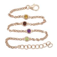 Rose Gold Plated 925 Sterling Silver & Multi Gemstone Bracelet With Extender Chain (0.48cts Red Garnet, Changbai Peridot, Amethyst, Citrine)