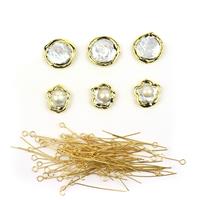 All that Glitters: Gold Edge Freshwater Cultured Keshi Pearls 3pc, Coins 3pc & Eyepins